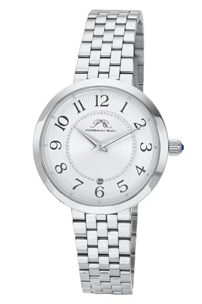 Porsamo Bleu Women's Clementine Stainless Steel Silver Tone Guilloche Dial Watch 1531acls In Multi