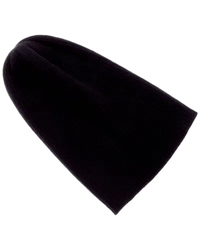 Portolano 100% Cashmere Ribbed Slouchy Hat In Black