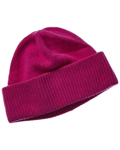 Portolano Folded Cuff 100% Cashmere Beanie In Pink