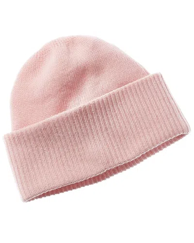 Portolano Folded Cuff 100% Cashmere Beanie In Pink