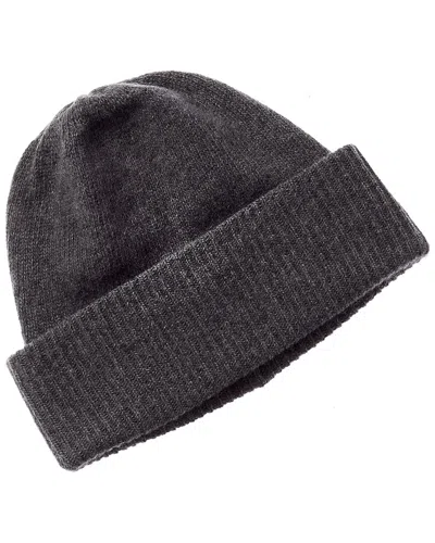 Portolano Folded Cuff 100% Cashmere Beanie In Gray