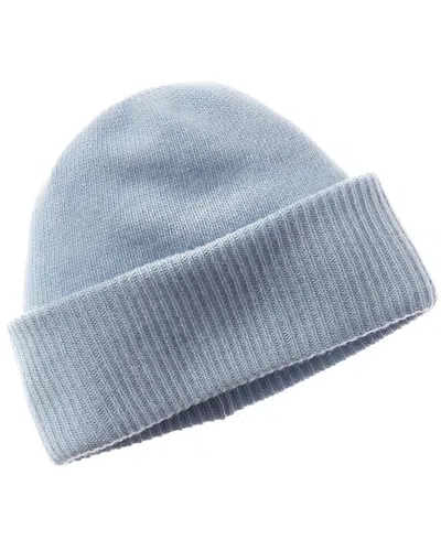 Portolano Folded Cuff 100% Cashmere Beanie In Blue