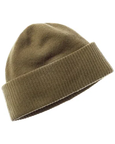 Portolano Folded Cuff 100% Cashmere Beanie In Brown
