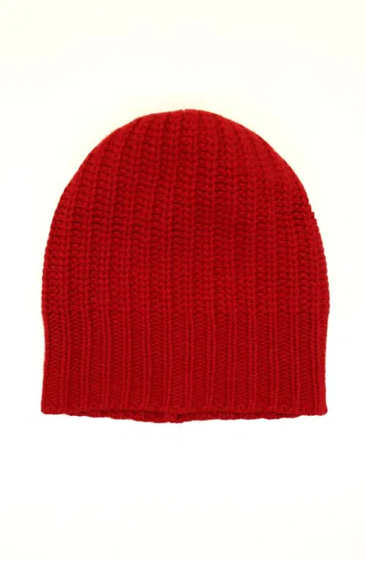 Portolano Ribbed Cashmere Knit Beanie In Red