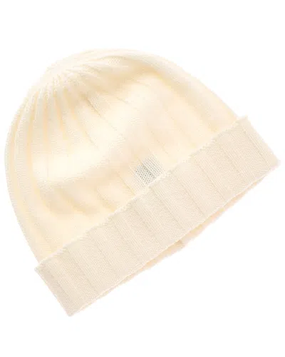 Portolano Ribbed Wool Beanie In White