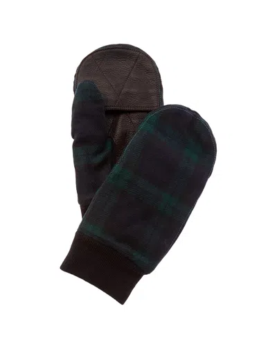 Portolano Tartan Leather-trim Wool Mittens In Multi