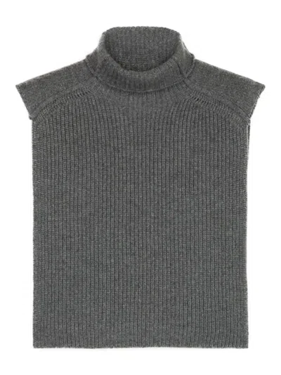 Ports 1961 Ribbed Turtleneck Top In Gray