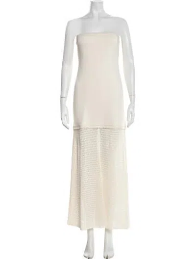 Pre-owned Posse Lace Pattern Long Dress In Neutrals