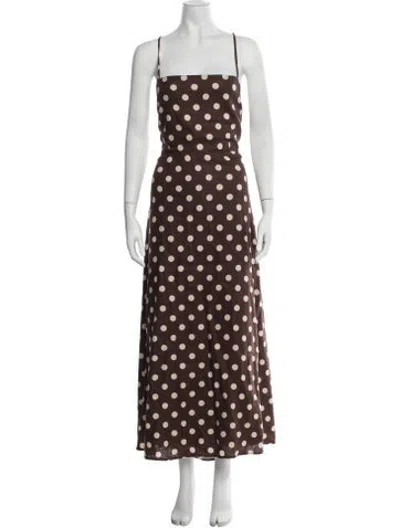 Pre-owned Posse Linen Long Dress In Brown