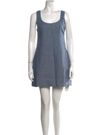 Pre-owned Posse Linen Mini Dress W/ Tags In Blue