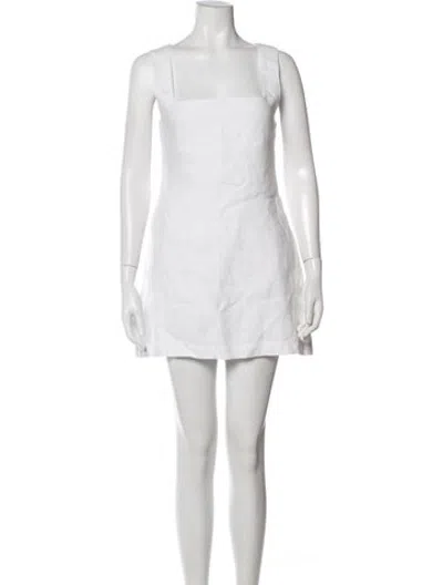 Pre-owned Posse Linen Mini Dress In White