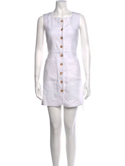 Pre-owned Posse Linen Mini Dress In White