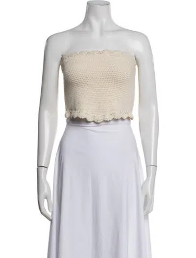 Pre-owned Posse Strapless Crop Top In White