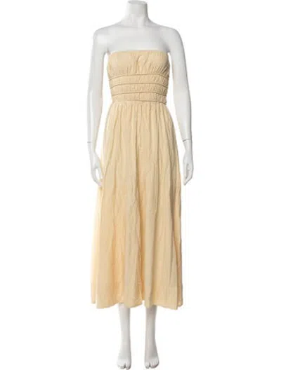 Pre-owned Posse Strapless Midi Length Dress In Neutrals