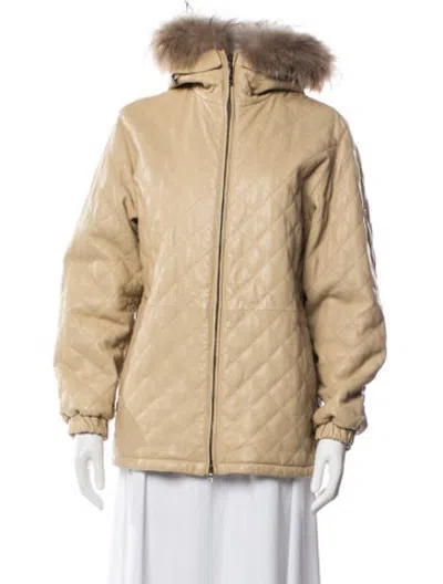 Pre-owned Post Card Leather Jacket In Neutrals