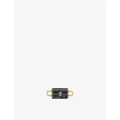 Poubel Mens Gold Black Credit Card 14ct Gold-plated Sterling-silver And Enamel Charm