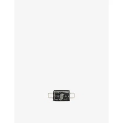 Poubel Mens Silver Black Credit Card Sterling-silver Enamelled Charm