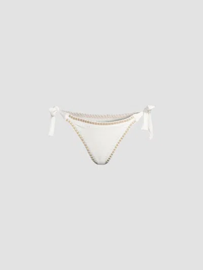 Pq Women's Crochet-trim Ribbed Bikini Bottom In White Pearl