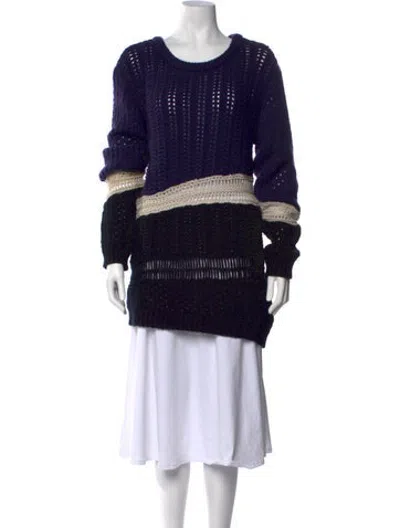 Pre-owned Prabal Gurung Cashmere Colorblock Pattern Sweater In Blue