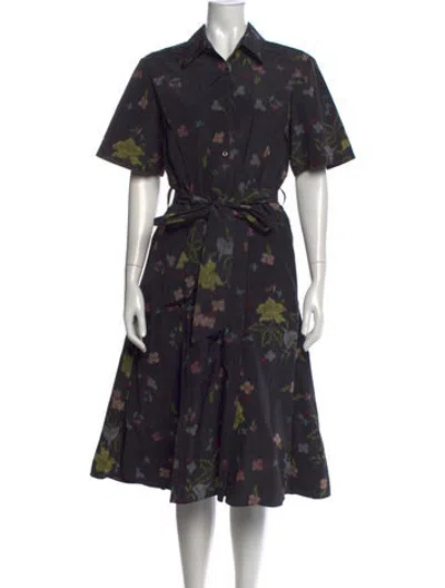 Pre-owned Prabal Gurung Floral Print Midi Length Dress In Black