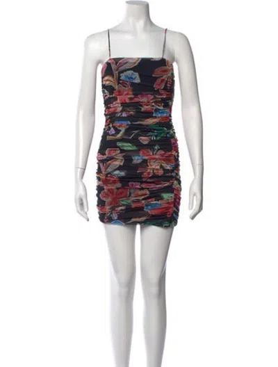Pre-owned Prabal Gurung Floral Print Mini Dress In Brown
