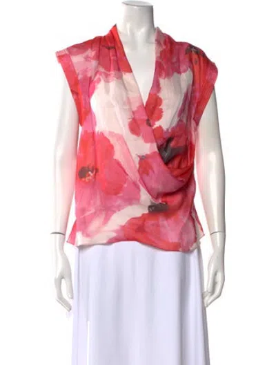 Pre-owned Prabal Gurung Silk Floral Print Blouse In Pink
