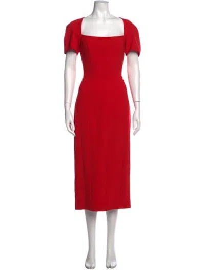 Pre-owned Prabal Gurung Square Neckline Midi Length Dress In Red