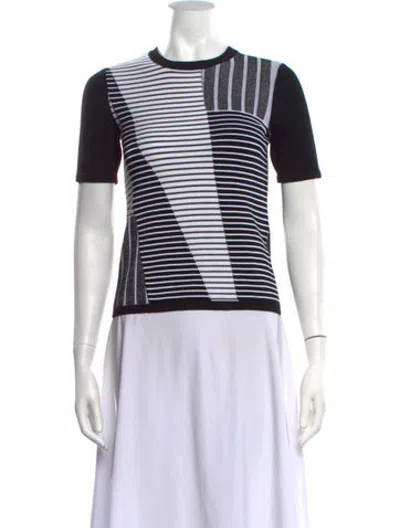 Pre-owned Prabal Gurung Striped Crew Neck Top In Black