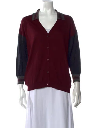 Pre-owned Prada 2014 Silk Sweater In Burgundy