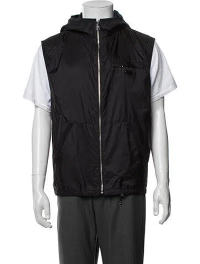 Pre-owned Prada 2018 Enameled Metal Triangle Vest In Black