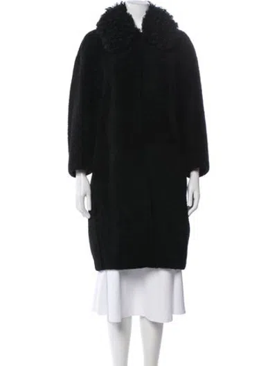 Pre-owned Prada 2020 Shearling Faux Fur Coat In Black