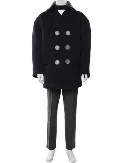 Pre-owned Prada 2021 Virgin Wool Peacoat In Blue