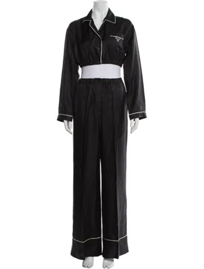 Pre-owned Prada 2022 Silk Lounge Set In Black