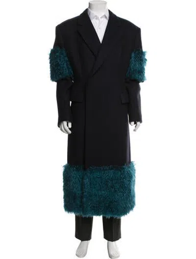 Pre-owned Prada 2022 Virgin Wool Coat In Blue