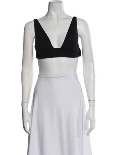 Pre-owned Prada 2022 V-neck Sports Bra In Black