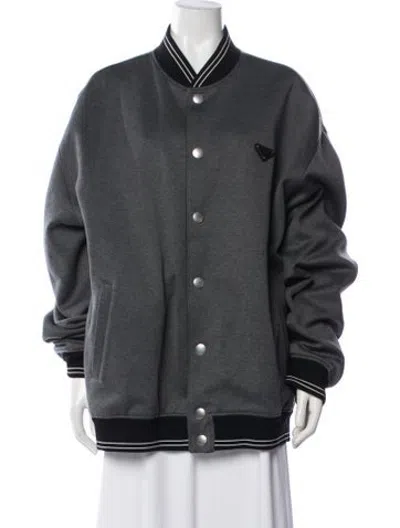 Pre-owned Prada 2023 Reversible Bomber Jacket W/ Tags In Grey