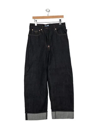 Pre-owned Prada 2025 Wide Leg Jeans W/ Tags In Blue