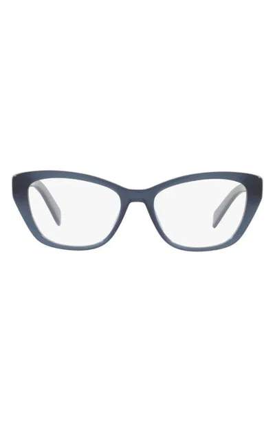 Prada 53mm Cat Eye Optical Glasses In Blue