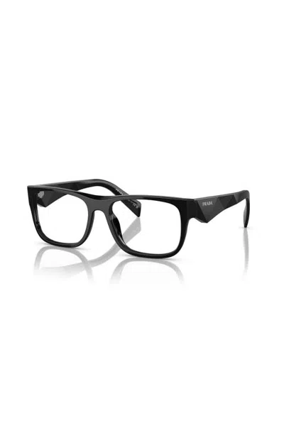 Prada 55mm Rectangle Optical Glasses In Black