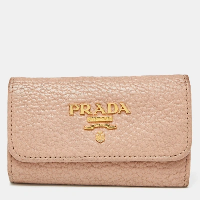 Pre-owned Prada Beige Leather 6 Rings Key Holder Case