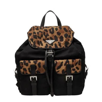 Pre-owned Prada Black Brown Nylon Backpack () In Black, Brown