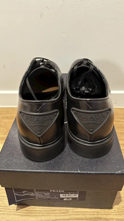 Pre-owned Prada Black Leather Lace-up Shoes