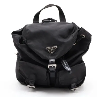 Pre-owned Prada Black Leather Nylon Backpack ()