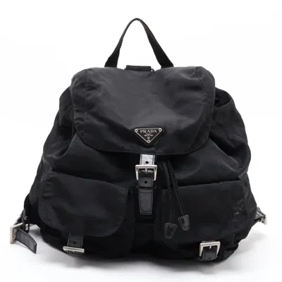 Pre-owned Prada Black Leather Nylon Backpack ()