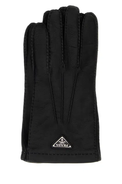Prada Black Nappa Leather Gloves