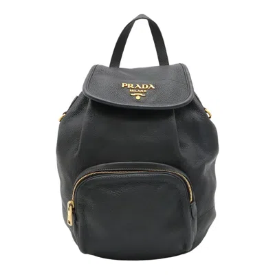 Pre-owned Prada Black Nero Leather Backpack () In Black, Nero