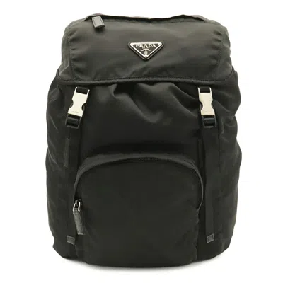 Pre-owned Prada Black Nero Nylon Backpack Shoulder Bag () In Black, Nero