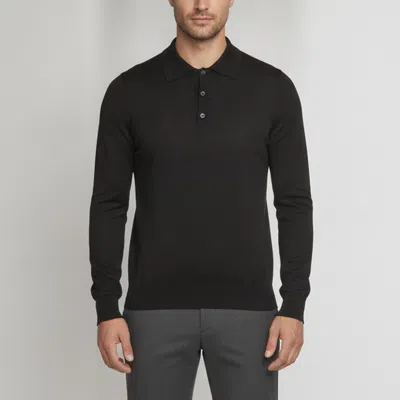 Pre-owned Prada Black Wool Knit Polo Long Sleeved Pullover M