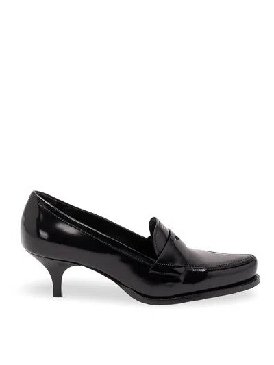 Prada Brushed Leather Loafers In Animal Print