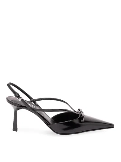 Prada Brushed Leather Slingback Pumps In Animal Print